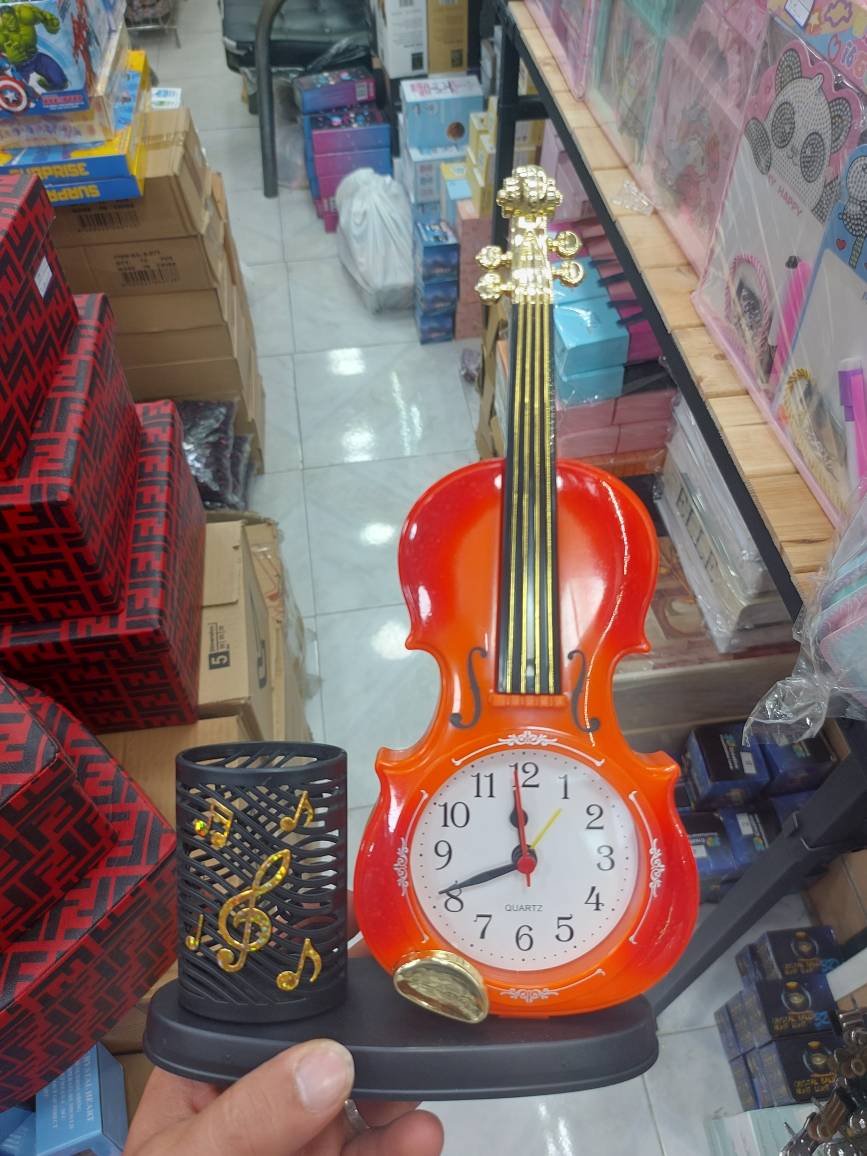 ساعت و جا قلمی رو میزی طرح ویالن