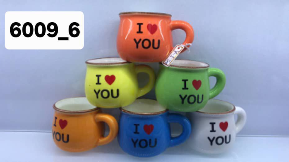 پک ماگ قهوه خوری طرحطرح‌ I LOVE YOU رنگی 6 عددی دونه ای ۸۶ تومان