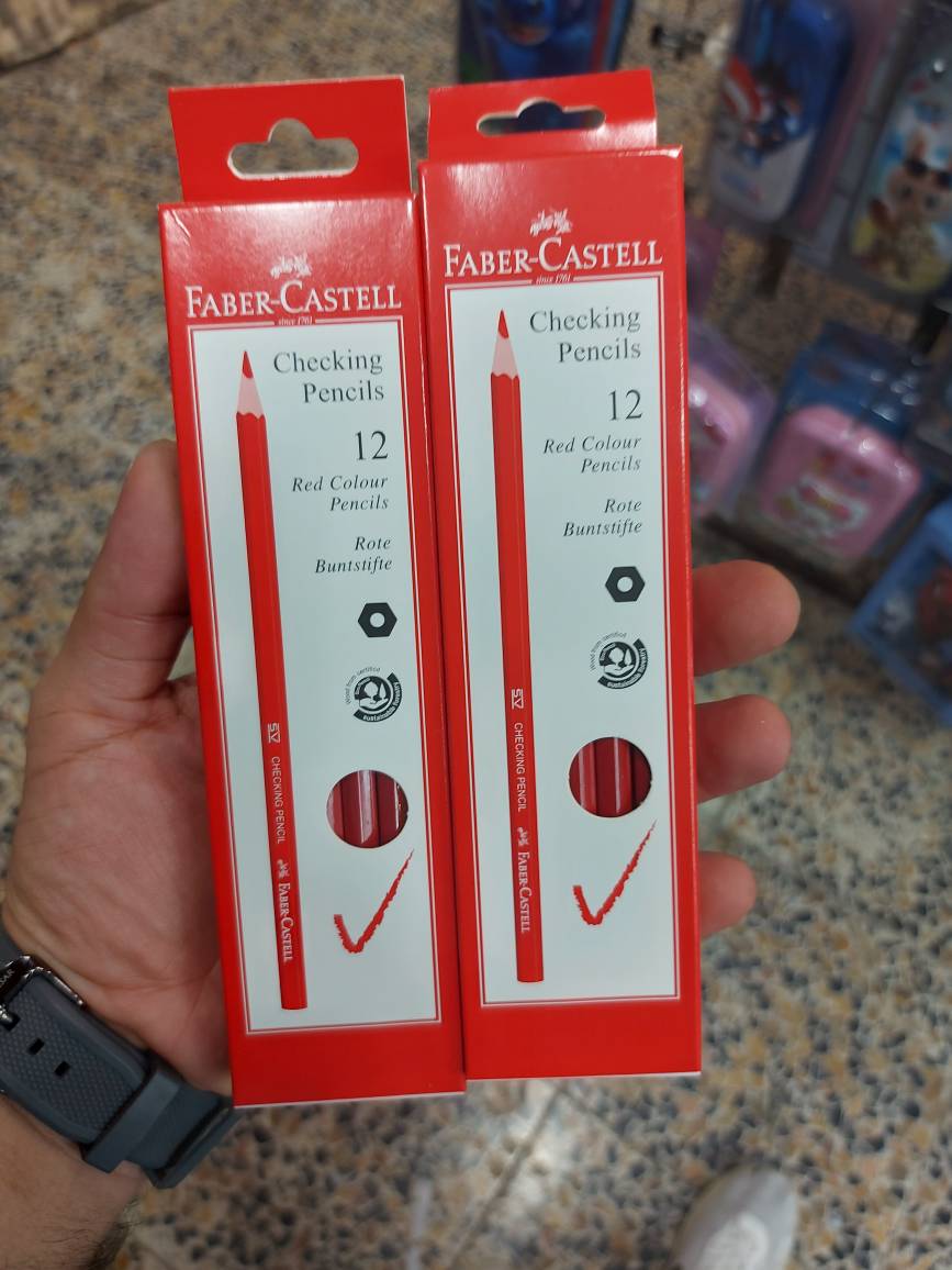 مداد قرمز فابر کاستل مدل checking pencil بسته 12 عددی